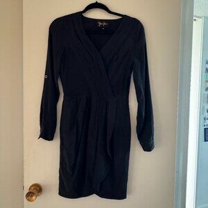 Yumi Kim Alexis Silk Pleated V-Neck Dress | Black | XS